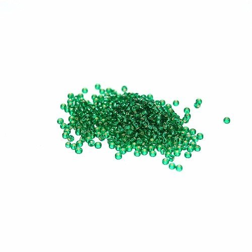 10 g (± 875 perles) rocailles 11/0 vert foncé intérieur argent b36