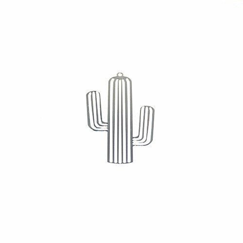 Cactus plaqué argent 22x41 mm