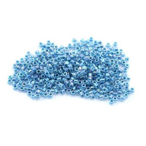 5 g (+/- 875 perles) délica miyuki 11/0 n°58 crystal intérieur turquoise foncé ab 