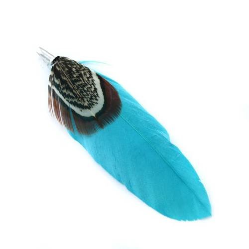 Double plume + embout 70mm turquoise et faisan