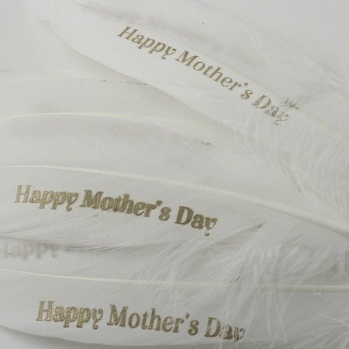 Plume "happy mother's day" blanc et doré (fête des mères)