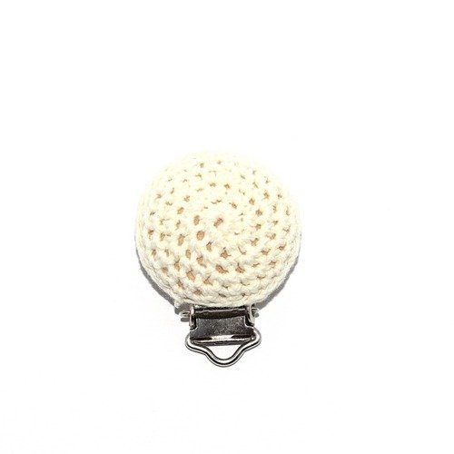 Attache tétine 30 mm crochet beige