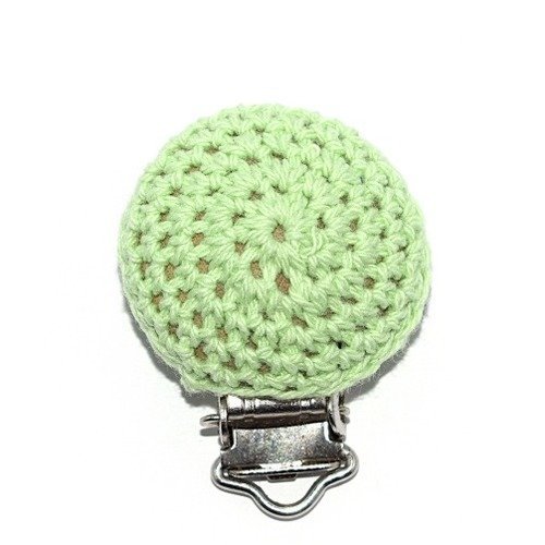 Attache tétine 30 mm crochet vert clair