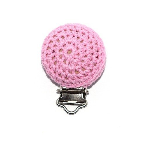 Attache tétine 30 mm crochet rose clair