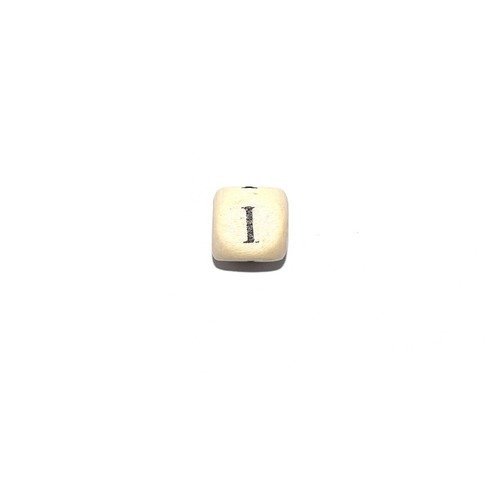Perle lettre alphabet i cube 10mm  en bois imprimé noir