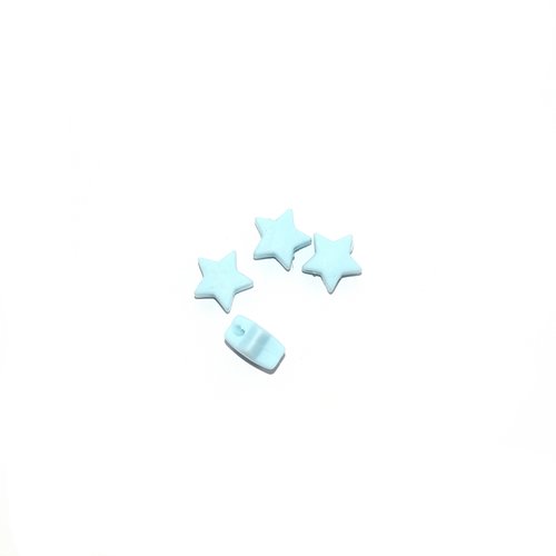 Perle silicone étoile 10x20 mm bleu
