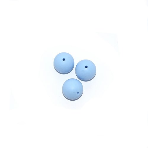 Perle ronde 20 mm en silicone bleu