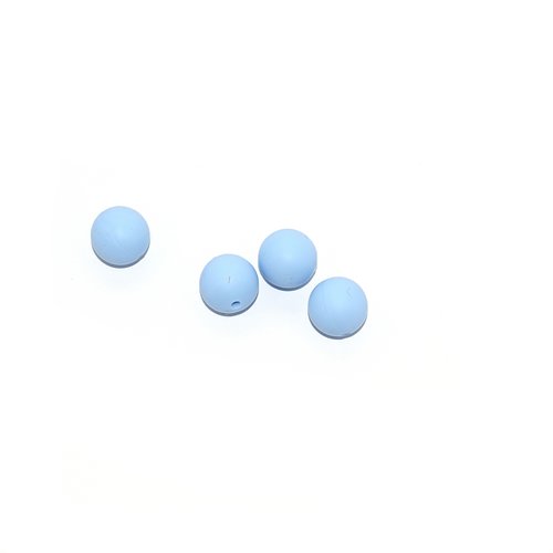 Perle ronde 15 mm en silicone bleu