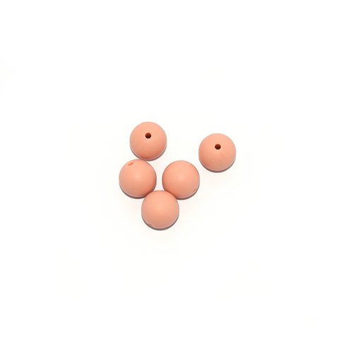 Perle ronde 15 mm en silicone beige