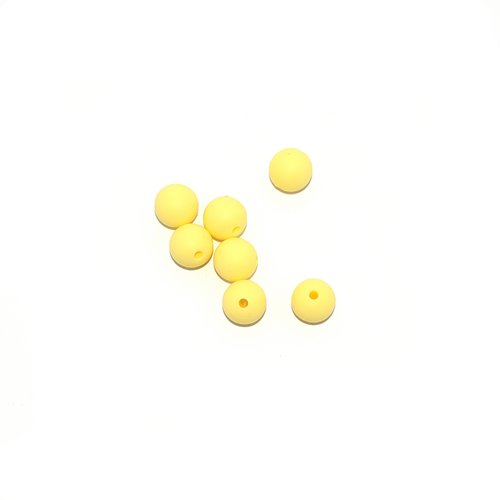 Perle ronde 12 mm en silicone jaune clair