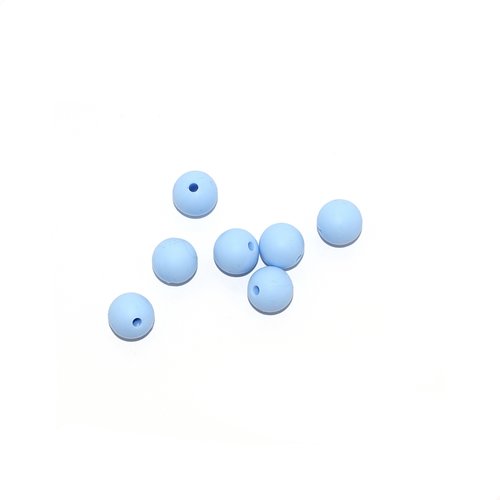 Perle ronde 12 mm en silicone bleu