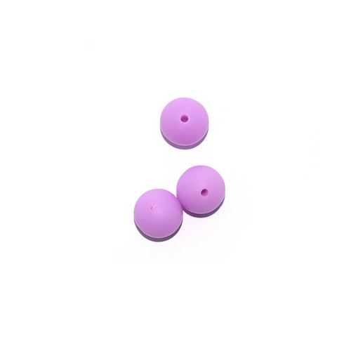 Perle ronde 15 mm en silicone violet