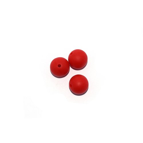 Perle ronde 15 mm en silicone rouge