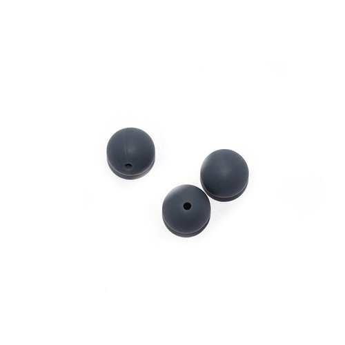 Perle ronde 15 mm en silicone gris foncé