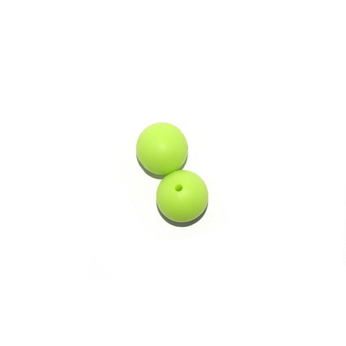 Perle ronde 15 mm en silicone vert pomme