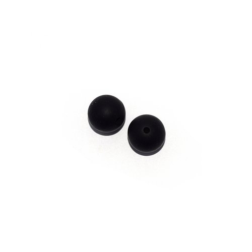 Perle ronde 15 mm en silicone noir