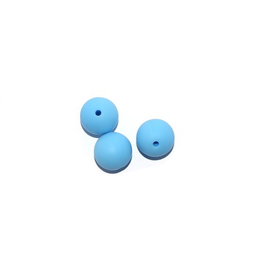 Perle ronde 15 mm en silicone bleu