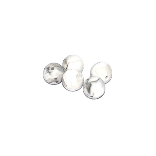 Perle ronde 15 mm en silicone marbre