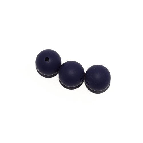 Perle ronde 15 mm en silicone bleu marine