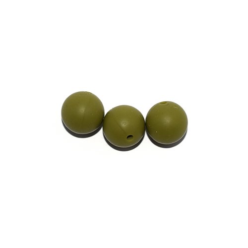 Perle ronde 15 mm en silicone vert olive