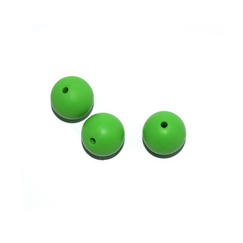 Perle ronde 15 mm en silicone vert prairie