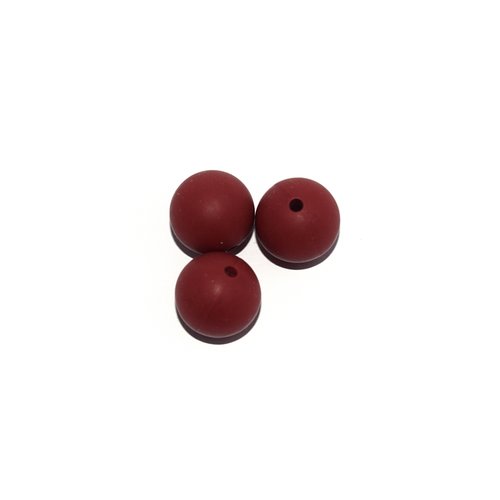 Perle ronde 15 mm en silicone rouge sienne