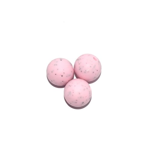 Perle ronde 15 mm en silicone granit rose