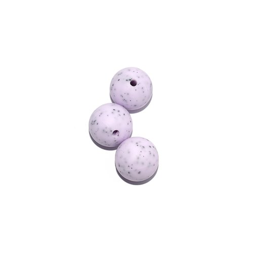 Perle ronde 15 mm en silicone granit mauve