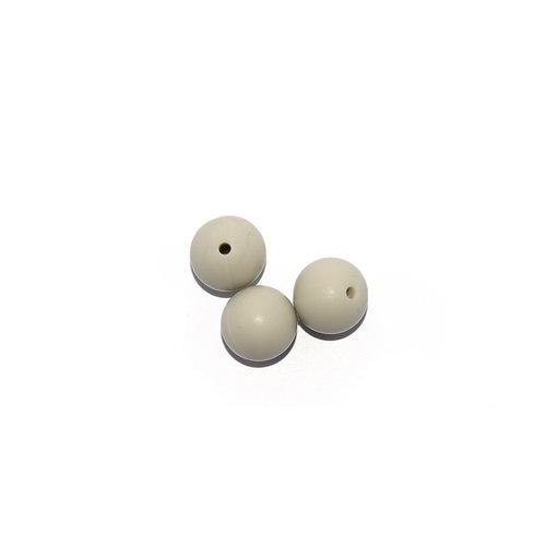 Perle ronde 12 mm en silicone gris clair