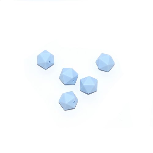 Perle hexagonale 14 mm en silicone bleu