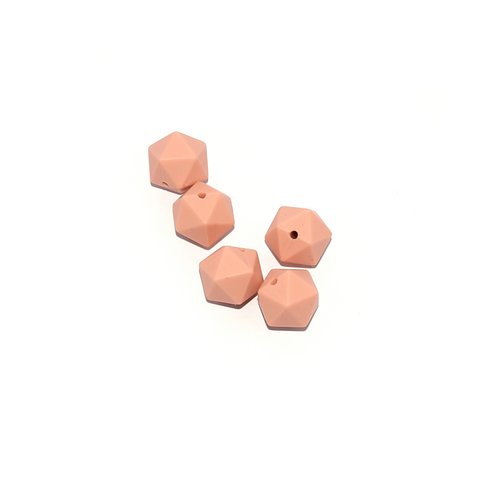 Perle hexagonale 14 mm en silicone beige
