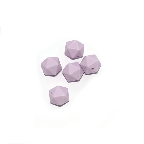 Perle hexagonale 14 mm en silicone violet