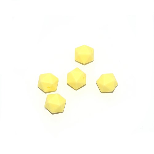 Perle hexagonale 14 mm en silicone jaune