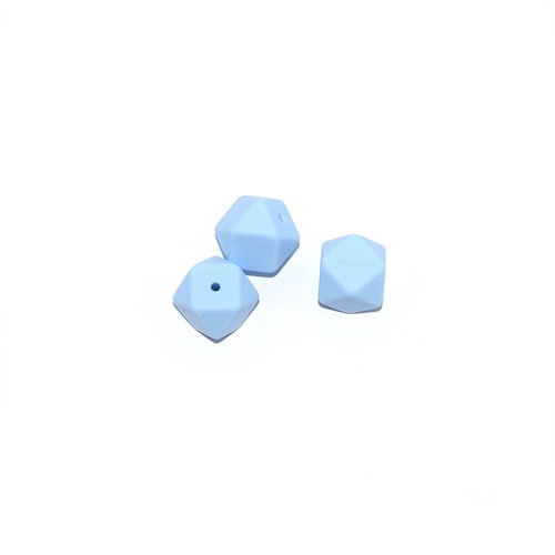 Perle hexagonale 17 mm en silicone bleu