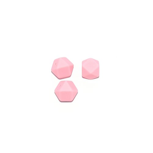 Perle hexagonale 17 mm en silicone rose clair