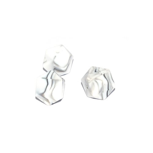 Perle hexagonale 17 mm en silicone marbre