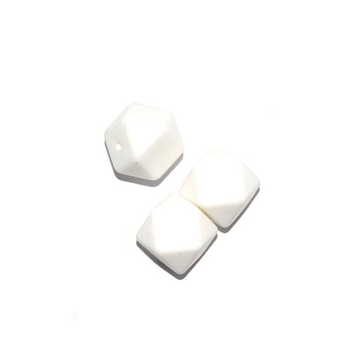 Perle hexagonale 17 mm en silicone blanc