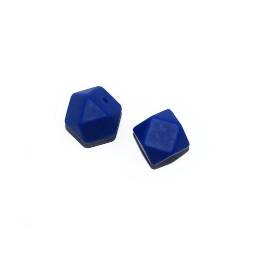 Perle hexagonale 17 mm en silicone bleu foncé