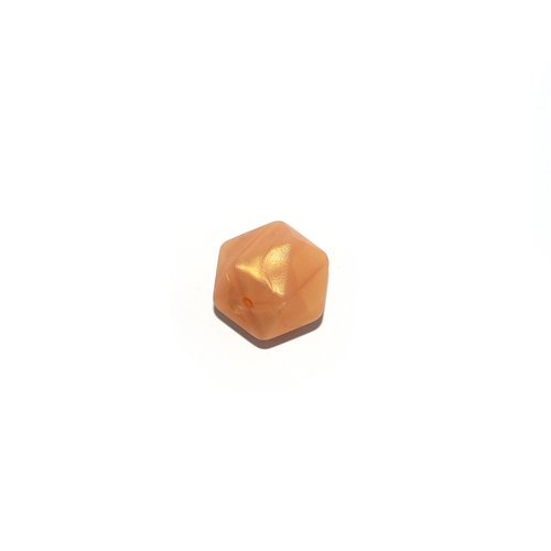 Perle hexagonale 17 mm en silicone doré