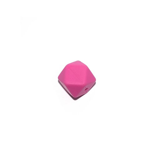 Perle hexagonale 14 mm en silicone rose