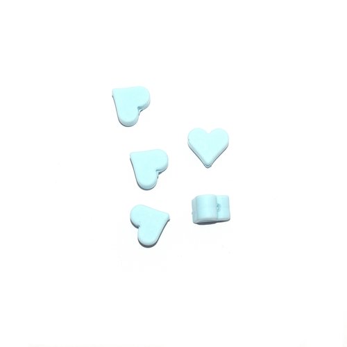 Perle silicone coeur 10x20 mm bleu