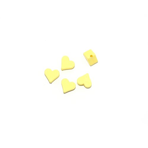 Perle silicone coeur 10x20 mm jaune