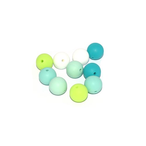 Perle silicone camaïeu vert 15 mm x10