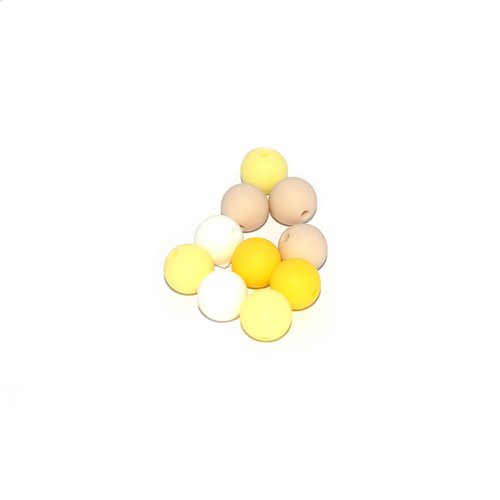 Perle silicone camaïeu jaune 12 mm x10
