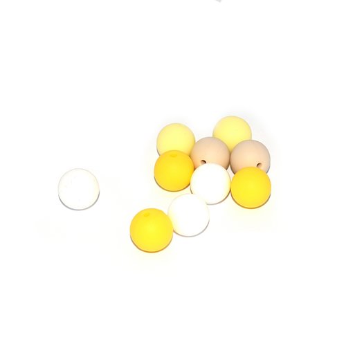 Perle silicone camaïeu jaune 15 mm x10