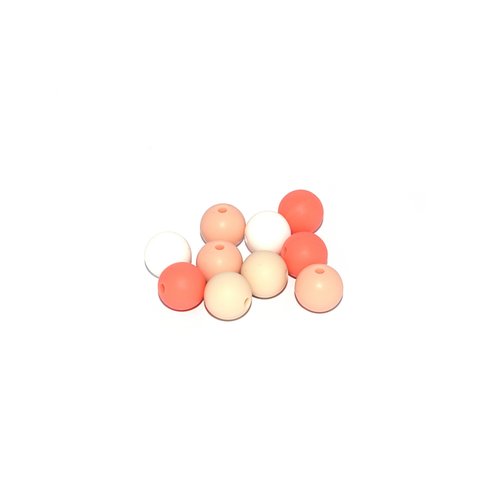 Perle silicone camaïeu orange 12 mm x10