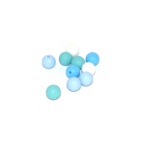 Perle silicone camaïeu bleu 12 mm x10