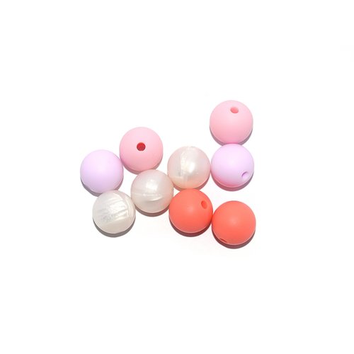 Perle silicone camaïeu nacré 15 mm x10