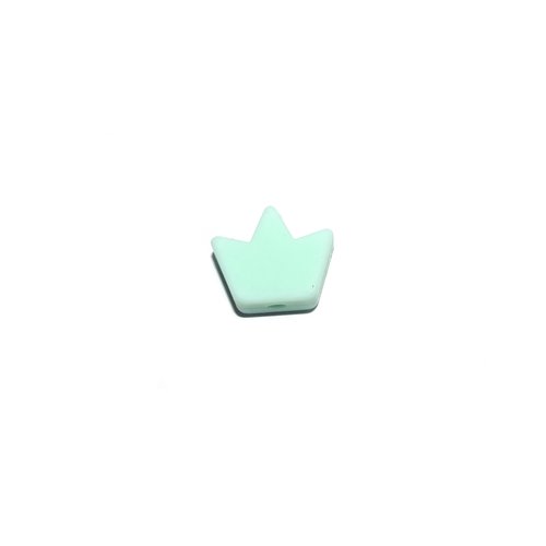 Perle couronne 14x17 mm en silicone vert menthe