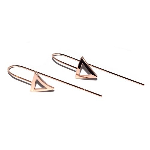 Boucles d'oreilles harpon triangle vide métal rose gold x2